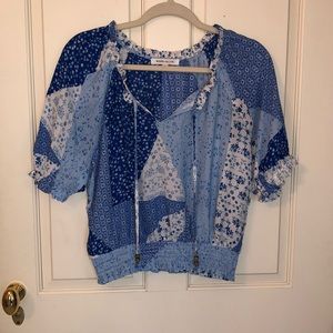 Rose + Olive Blue and White Shirt